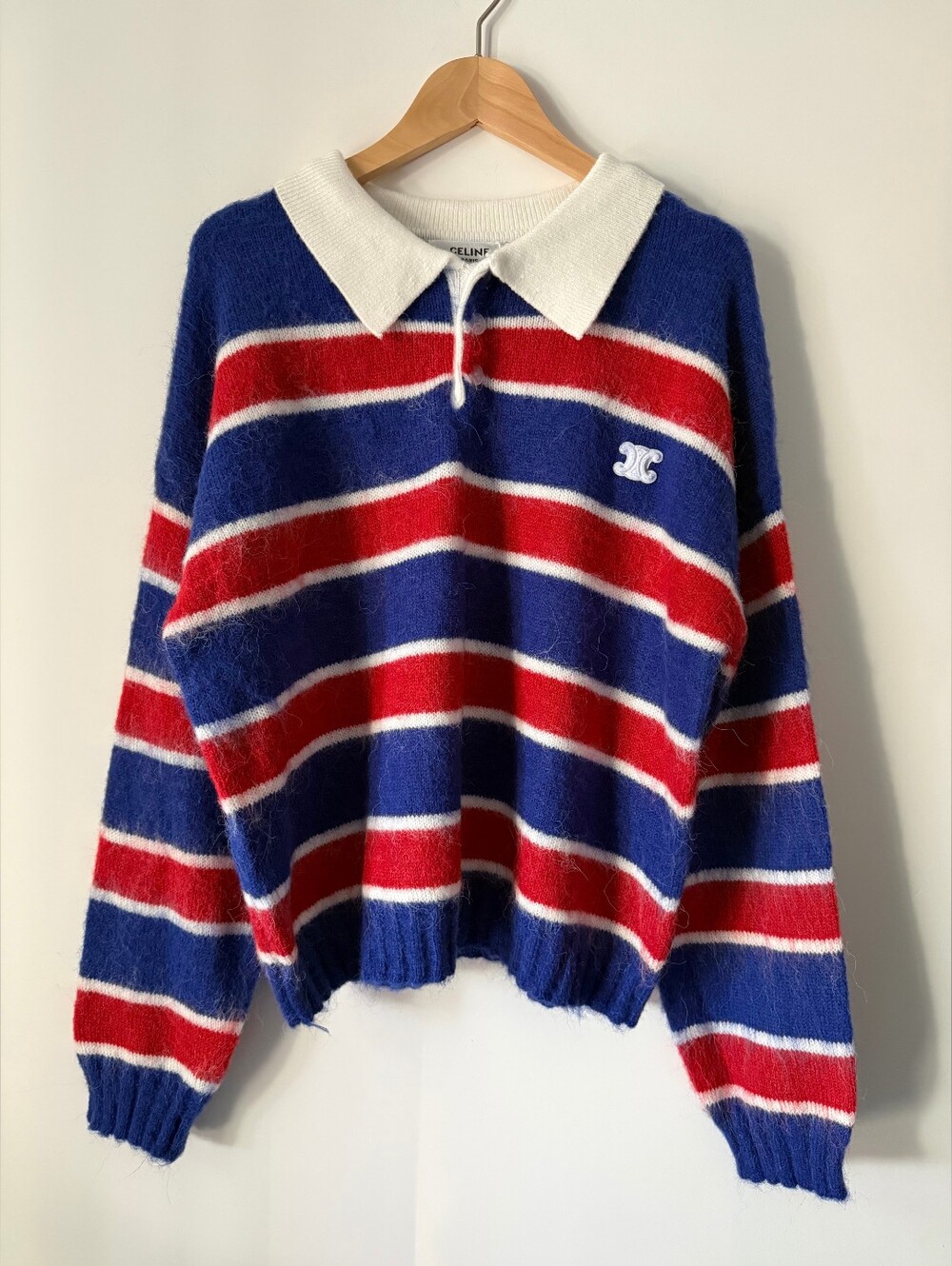 Celine Blue and Red Striped Sweater